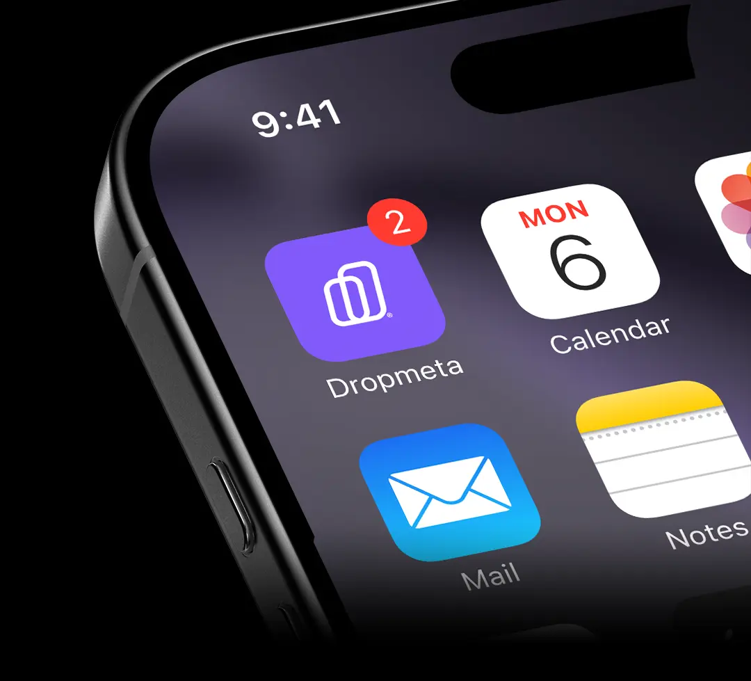 iPhone com App Dropmeta
